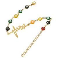 Mal pulsera ojo, acero inoxidable 304, para mujer & esmalte, dorado, longitud aproximado 9 Inch, Vendido por UD