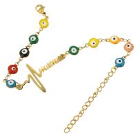 Bracelet Evil Eye bijoux, Acier inoxydable 304, pour femme & émail, doré, Longueur Environ 9 pouce, Vendu par PC