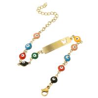 Bracelet Evil Eye bijoux, Acier inoxydable 304, pour femme & émail, doré, Longueur Environ 9 pouce, Vendu par PC