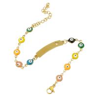 Bracelet Evil Eye bijoux, Acier inoxydable 304, pour femme & émail, doré, Longueur Environ 9 pouce, Vendu par PC