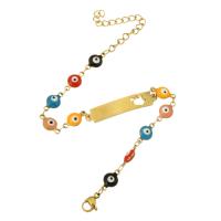 Bracelet Evil Eye bijoux, Acier inoxydable 304, pour femme & émail, doré, Longueur Environ 9 pouce, Vendu par PC