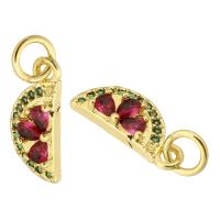 Messing hanger met micro-paved kubieke zirconia's, fruit, gold plated, mode sieraden & DIY & micro pave zirconia & voor vrouw, multi-gekleurde, 6x14x3mm, Gat:Ca 3mm, 10pC's/Lot, Verkocht door Lot