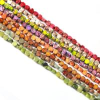 Mixed Edelsteen kralen, Zeshoek, DIY, meer kleuren voor de keuze, 6x6x3mm, Per verkocht Ca 38 cm Strand