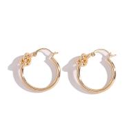 Zinc Alloy Hoop Earring, forgyldt, for kvinde, flere farver til valg, nikkel, bly & cadmium fri, 26x28mm, Solgt af par