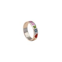 Zinklegierung Fingerring , silberfarben plattiert, unisex & Emaille, Silberfarbe, frei von Nickel, Blei & Kadmium, 18.34mm, verkauft von PC