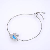 Ciúbach Zirconia Micrimhilseogra réiteodh Bracelet Prás, le Opal, Eala, plátáilte, micrea réiteach zirconia ciúbach & do bhean, dathanna níos mó le haghaidh rogha, nicil, luaidhe & caidmiam saor in aisce, 14.50x20mm, Fad 11-22 cm, Díolta De réir PC