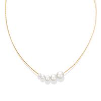 Kunststof parel ketting, Titanium Staal, met Plastic Pearl, met 1.97inch extender keten, 18K verguld, mode sieraden & voor vrouw, gouden, Lengte Ca 16.14 inch, Verkocht door PC