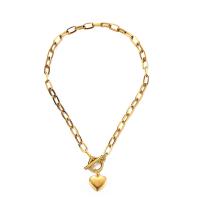 Collier de bijoux en acier inoxydable, Acier inoxydable 304, coeur, bijoux de mode & pour femme, plus de couleurs à choisir, 7mm,15mm, Longueur Environ 17.72 pouce, Vendu par PC