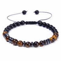 Gemstone Bracelets with Polyester Cord Round handmade fashion jewelry & Unisex & adjustable 6mm Length 6.6-11.8 Inch Sold By PC