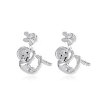 Lo zinco in lega Stud Earring, lega in zinco, scimmia, placcato color platino, gioielli di moda & per la donna, color platino, assenza di nichel,piombo&cadmio, 12x20mm, Venduto da coppia