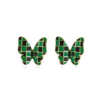 Pendientes de Perno de Aleación de Zinc, Mariposa, chapado en color dorado, Joyería & para mujer & esmalte, más colores para la opción, libre de níquel, plomo & cadmio, 17mm, Vendido por Par