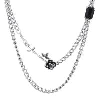 Zinc Alloy Jewelry Sets earring & necklace with Cubic Zirconia Rose silver color plated fashion jewelry & for woman silver color nickel lead & cadmium free 20mm Length 48 cm Sold By PC