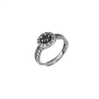 Zircon cubique Micro Pave Sterling Silver Rings, argent sterling 925, Réglable & unisexe & styles différents pour le choix & pavé de micro zircon & émail, argent, Vendu par PC