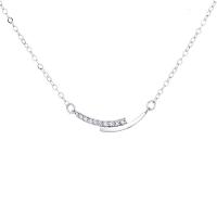 Kubischer Zirkon Micro Pave Sterling Silber Halskette, 925 Sterling Silber, mit Verlängerungskettchen von 1.96 inch, plattiert, Micro pave Zirkonia & für Frau, keine, Länge ca. 15.73 ZollInch, verkauft von PC