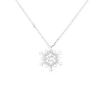 Kubieke Zircon Micro effenen Sterling zilveren ketting, 925 Sterling Zilver, met 1.96 inch extender keten, Sneeuwvlok, micro pave zirconia & voor vrouw, zilvergrijs, Lengte Ca 15.73 inch, Verkocht door PC