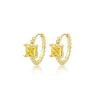 Sterling zilveren oorringen met micro-paved kubieke zirconia's, 925 Sterling Zilver, gold plated, micro pave zirconia & voor vrouw, 15.50x16mm, Verkocht door pair