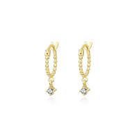 Cubic Zirconia micro pavimenta Sterling Silver Earring, 925 argento sterlina, placcato color oro, Micro spianare cubic zirconia & per la donna, nessuno, 16.50mm, Diametro interno:Appross. 10mm, Venduto da coppia