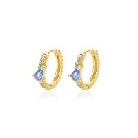 Cubic Zirconia micro pavimenta Sterling Silver Earring, 925 argento sterlina, placcato color oro, Micro spianare cubic zirconia & per la donna, 20.50mm, Diametro interno:Appross. 11mm, Venduto da coppia