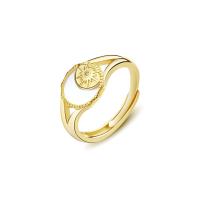 Sterling zilver ringen, 925 Sterling Zilver, met Schelp, gold plated, Verstelbare & voor vrouw, 20mm, Verkocht door PC