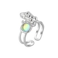 Messing Manchet Finger Ring, met Sea Opal, platinum plated, Verstelbare & voor vrouw, Maat:16, Verkocht door PC