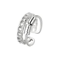 laiton Cuff Bague, Placage de couleur platine, Réglable & pour femme, Taille:15.5, Vendu par PC