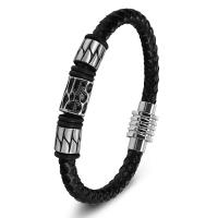 Cuero de PU Pulsera, con acero inoxidable 304, diverso tamaño para la opción & para hombre, más colores para la opción, longitud aproximado 8.46 Inch, Vendido por UD