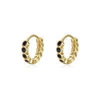 Sterling zilveren oorringen met micro-paved kubieke zirconia's, 925 Sterling Zilver, gold plated, micro pave zirconia & voor vrouw, 11.70mm, Verkocht door pair