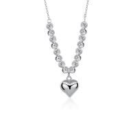 Kubieke Zircon Micro effenen Sterling zilveren ketting, 925 Sterling Zilver, met 1.96 inch extender keten, Hart, platinum plated, micro pave zirconia & voor vrouw, Lengte Ca 15.75 inch, Verkocht door PC