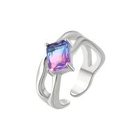 laiton Cuff Bague, Placage de couleur platine, Réglable & pour femme, Vendu par PC