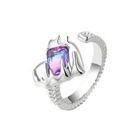 Bague en laiton, Placage de couleur platine, Réglable & pour femme, Taille:16, Vendu par PC