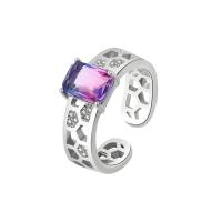 laiton Cuff Bague, Placage de couleur platine, Réglable & pour femme, Vendu par PC