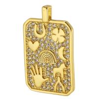 Messing hanger met micro-paved kubieke zirconia's, Rechthoek, gold plated, mode sieraden & DIY & micro pave zirconia & voor vrouw, gouden, 16x26x2mm, Gat:Ca 1mm, 10pC's/Lot, Verkocht door Lot