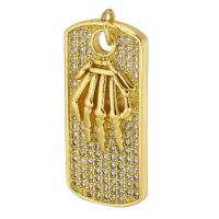 Messing hanger met micro-paved kubieke zirconia's, gold plated, mode sieraden & DIY & micro pave zirconia & voor vrouw, gouden, 12x25x3mm, Gat:Ca 3mm, 10pC's/Lot, Verkocht door Lot