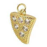 Cubique Pendentif en laiton zircon pavent, Placage de couleur d'or, bijoux de mode & DIY & pavé de micro zircon & pour femme, doré, 14x18x4mm, Trou:Environ 3mm, 10PC/lot, Vendu par lot