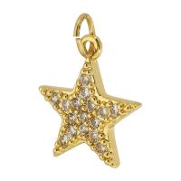 Messing hanger met micro-paved kubieke zirconia's, Ster, gold plated, mode sieraden & DIY & micro pave zirconia & voor vrouw, gouden, 13x15x2mm, Gat:Ca 3mm, 10pC's/Lot, Verkocht door Lot