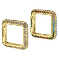 Messing Snap Lås, Square, guldfarve belagt, mode smykker & du kan DIY & Micro Pave cubic zirconia & for kvinde, flere farver til valg, 20x20x4mm, 5pc'er/Lot, Solgt af Lot