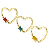 Messing Schroef sluiting, Hart, gold plated, mode sieraden & DIY & voor vrouw & glazuur, meer kleuren voor de keuze, 24x25x5mm, Gat:Ca 3mm, 10pC's/Lot, Verkocht door Lot