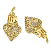 Cubic Zirconia Micro Pave Brass Pendant Heart gold color plated fashion jewelry & DIY & micro pave cubic zirconia & for woman golden Approx 3.5mm Sold By Lot