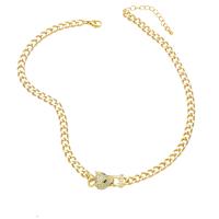 Circón cúbico Micro pavimentar collar de cobre amarillo, metal, con 2 extender cadena, Leopardo, 18K chapado en oro, unisexo & diferentes estilos para la opción & micro arcilla de zirconia cúbica, dorado, libre de níquel, plomo & cadmio, 30x13mm, longitud 14.5 Inch, Vendido por UD