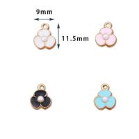 Zinc Alloy Enamel Pendants with Plastic Pearl Flower gold color plated DIY nickel lead & cadmium free Sold By PC