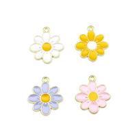 Zinc Alloy Enamel Pendants Flower gold color plated DIY nickel lead & cadmium free Sold By PC