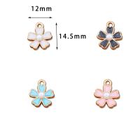 Zink legering emalje vedhæng, Zinc Alloy, med Plastic Pearl, Flower, guldfarve belagt, du kan DIY, flere farver til valg, nikkel, bly & cadmium fri, 14.50x12mm, Solgt af PC