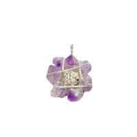 Quartz Gemstone Pendants Brass with Amethyst handmade DIY & with rhinestone nickel lead & cadmium free 35-40mm Sold By PC