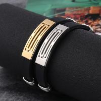 Silicone Bracelets with Titanium Steel fashion jewelry & Unisex Length Approx 8.46 Inch Sold By PC