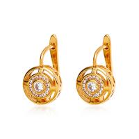 Cubic Zirconia Micro Pave Brass Earring Round plated fashion jewelry & micro pave cubic zirconia & for woman nickel lead & cadmium free Sold By Pair