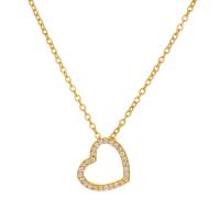 Collana in ottone, with 5cm extender chain, Cuore, placcato, gioielli di moda & per la donna & con strass & cavo, nessuno, assenza di nichel,piombo&cadmio, Lunghezza 48 cm, Venduto da PC