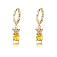 Cubic Zirconia micro pavimenta Sterling Silver Earring, 925 sterline d'argento, Ananas, placcato, Micro spianare cubic zirconia & per la donna, nessuno, 22.30mm, Venduto da coppia