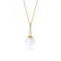 Zircone cubico Micro spianare collana dell'argento sterlina, 925 sterline d'argento, with Shell Pearl, placcato, Micro spianare cubic zirconia & per la donna, nessuno, 450mm, Venduto da PC