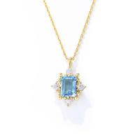 Kubieke Zircon Micro effenen Sterling zilveren ketting, 925 sterling zilver, met Topaze, gold plated, micro pave zirconia & voor vrouw, goud, 15mm, Lengte Ca 17.7 inch, Verkocht door PC