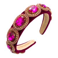 Hair Bands Velveteen with Glass Rhinestone Geometrical Pattern Baroque style & for woman Sold By PC